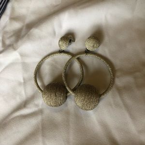 Gold Threaded Hoop Earrings-NEW